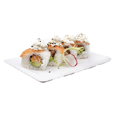 Uramaki de salmón, aguacate y queso